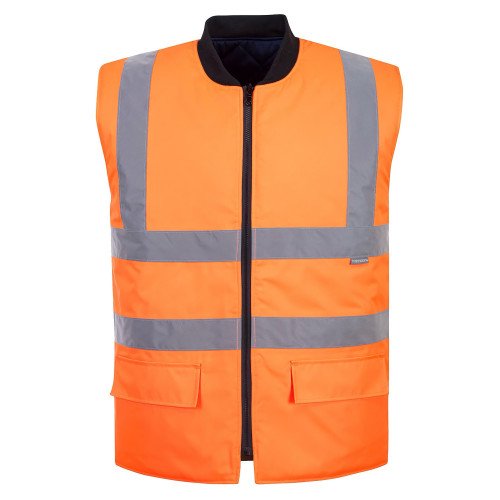 Portwest S469 Hi-Vis Reversible Padded Vest, Orange