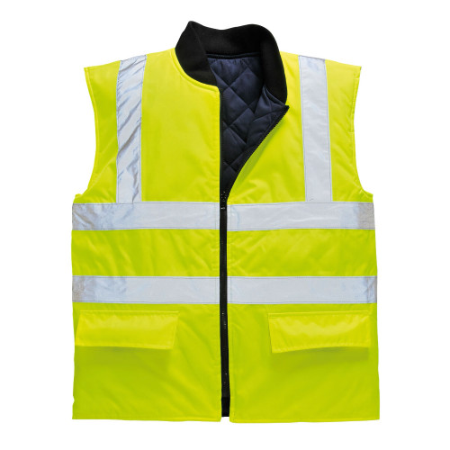 Portwest S469 Hi-Vis Reversible Padded Vest, Yellow