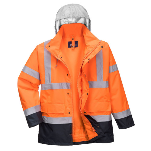 Portwest S471 4-in-1 Hi-Vis Two-Tone Traffic Jacket, Orange/Navy