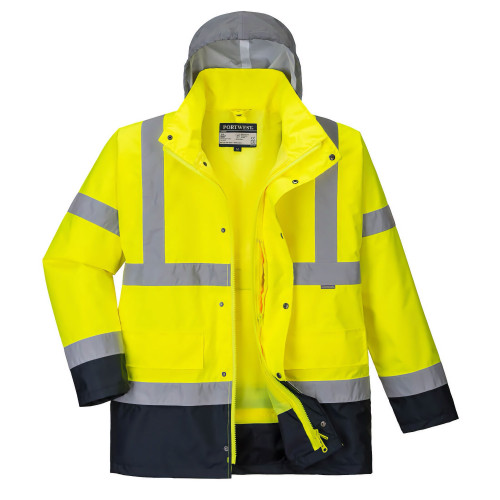 Portwest S471 4-in-1 Hi-Vis Two-Tone Traffic Jacket, Yellow/Navy