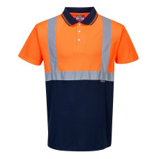 Portwest S479 Two-Tone Hi-Vis Polo Shirt, Orange/Navy