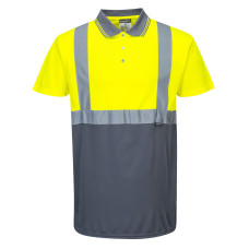 Portwest S479 Two-Tone Hi-Vis Polo Shirt, Yellow/Grey