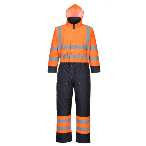 Portwest S485 Two-Tone Hi-Vis Coverall - Lined, Orange/Navy Portwest S485 Two-Tone Hi-Vis Coverall - Lined, Orange/Navy