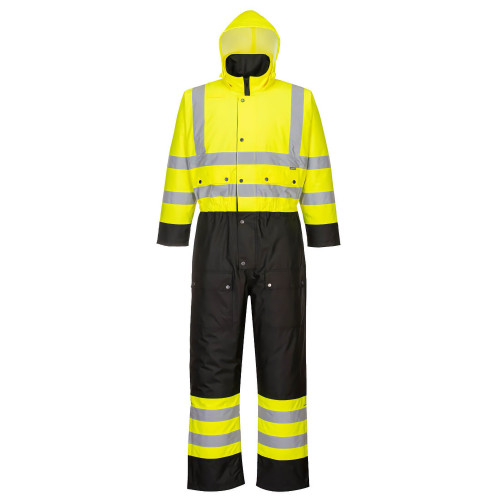 Portwest S485 Two-Tone Hi-Vis Coverall - Lined, Yellow/Black