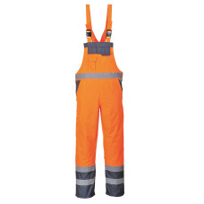 Portwest S488 Two-Tone Dungarees - Lined, Orange/Navy