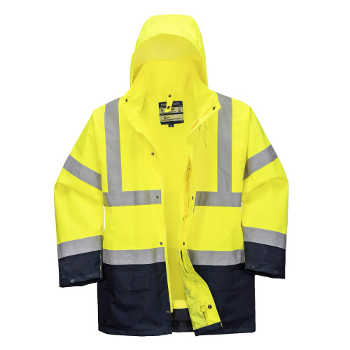 Portwest S766 Essential 5-in-1 Two-Tone Hi-Vis Jacket, Yellow/Navy