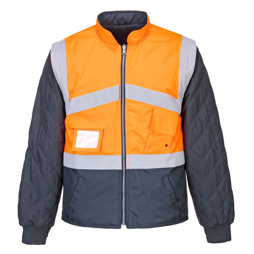 Portwest S769 2-in-1 Breathable Reversible Hi-Vis Jacket, Orange/Navy