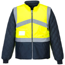 Portwest S769 Giacca Hi-Vis 2 in 1 bicolore, traspirante e reversibile, Giallo/Blu navy