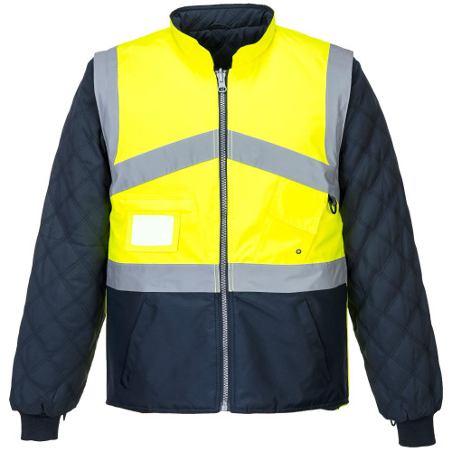 Portwest S769 2-in-1 Breathable Reversible Hi-Vis Jacket, Yellow/Navy