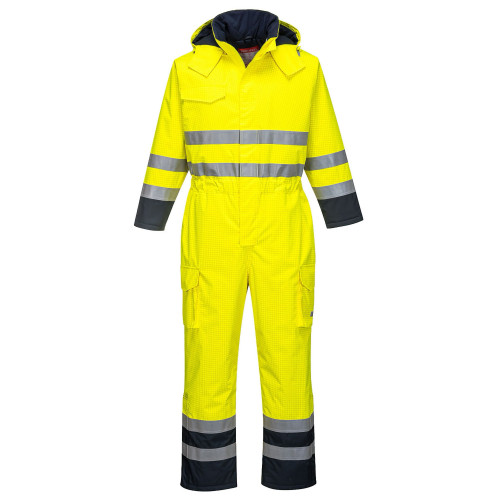 Portwest S775 Bizflame Rain Multi-Standard Hi-Vis Coverall, Yellow/Navy