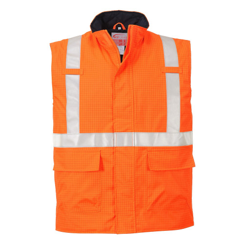 Portwest S776 FR Bizflame Rain Hi-Vis Anti-Static Padded Vest, Orange