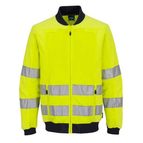 Portwest T164YNR Hi-Vis Mesh Panel Work Jacket Yellow/Navy