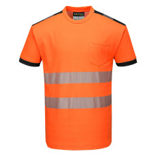 Portwest T181 PW3 Hi-Vis Short Sleeve T-Shirt, Orange/Black