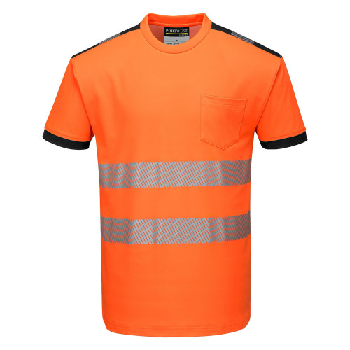 Portwest T181 PW3 Hi-Vis Short Sleeve T-Shirt, Orange/Black