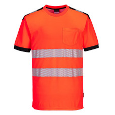 Portwest T181 PW3 Hi-Vis Short Sleeve T-Shirt, Red/Black