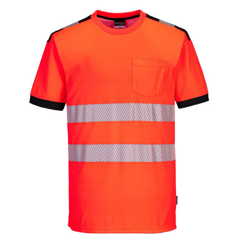 Portwest T181 PW3 Hi-Vis Short Sleeve T-Shirt, Red/Black
