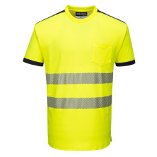 Portwest T181 PW3 Hi-Vis Short Sleeve T-Shirt, Yellow/Black