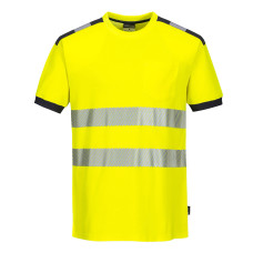 Portwest T181 PW3 Hi-Vis Short Sleeve T-Shirt, Yellow/Grey
