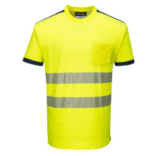 Portwest T181 PW3 Hi-Vis Short Sleeve T-Shirt, Yellow/Navy