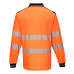 Portwest T184 PW3 Hi-Vis Long Sleeve Polo Shirt, Orange/Black