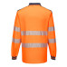 Portwest T184 PW3 Hi-Vis Long Sleeve Polo Shirt, Orange/Navy
