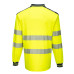 Portwest T184 PW3 Hi-Vis Long Sleeve Polo Shirt, Yellow/Navy Blue
