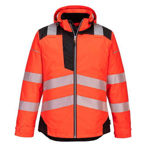 Portwest T400 PW3 Hi-Vis Winter Jacket, Red/Black