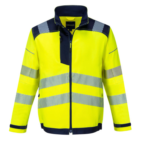Portwest T500 PW3 Hi-Vis Work Jacket, Yellow/Navy