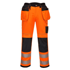 Portwest T501 PW3 Hi-Vis Trousers with Holster Pockets, Orange/Black