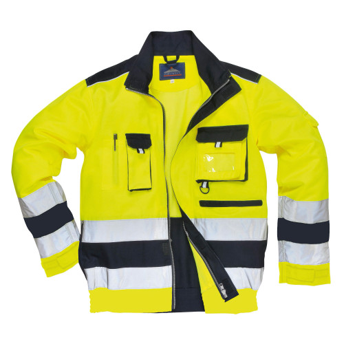 Portwest TX50 Lille Hi-Vis Jacket, Yellow/Navy Blue