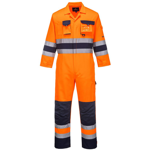 Portwest TX55 Nantes Hi-Vis Suit, Orange/Navy Blue
