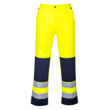 Portwest TX71 Seville Hi-Vis Trousers, Yellow/Navy