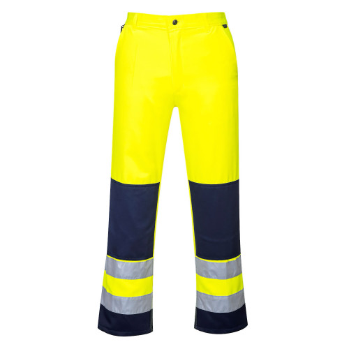 Portwest TX71 Seville Hi-Vis Trousers, Yellow/Navy
