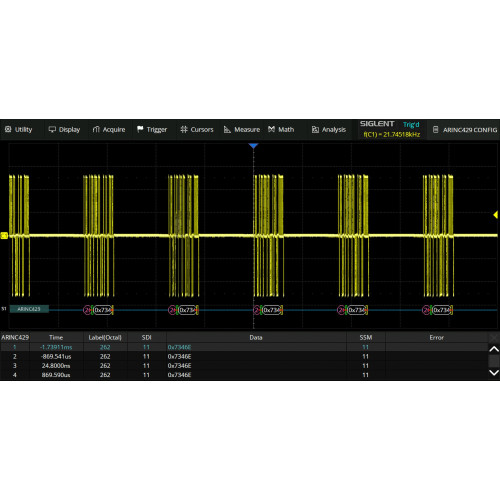 SIGLENT SDS5000HD-ARINC Software option for ARINC429 trigger & decode