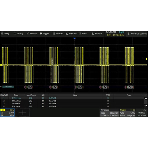 SIGLENT SDS6000Pro-ARINC Software option for ARINC429 decode SIGLENT SDS6000Pro-ARINC Software option for ARINC429 decode