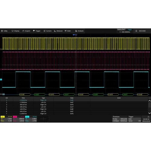 SIGLENT SDS6000Pro-I2S I2S trigger and decode (software option)
