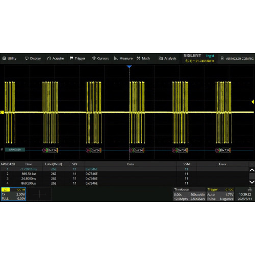 SIGLENT SDS7000A-ARINC Software Activation ARINC429 Trigger and Decode for SDS7000A