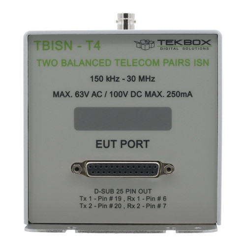 TekBox TBISN-T4 Impedance Stabilization Network (ISN) for 2 balanced pairs TekBox TBISN-T4 Impedance Stabilization Network (ISN) for 2 balanced pairs