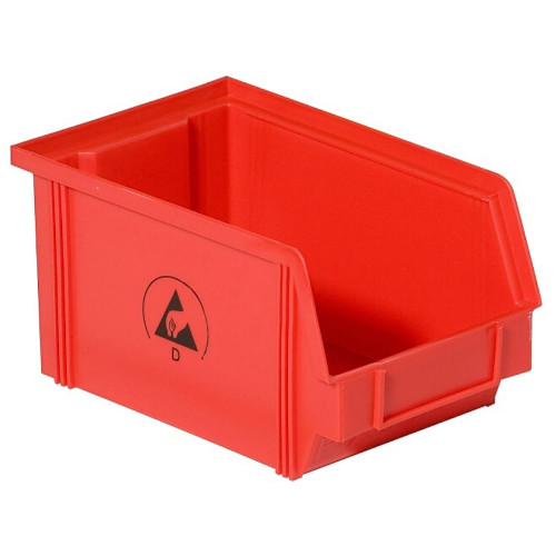 Warmbier 5321.R.3Z ESD Storage Box Red, 350x200x145mm
