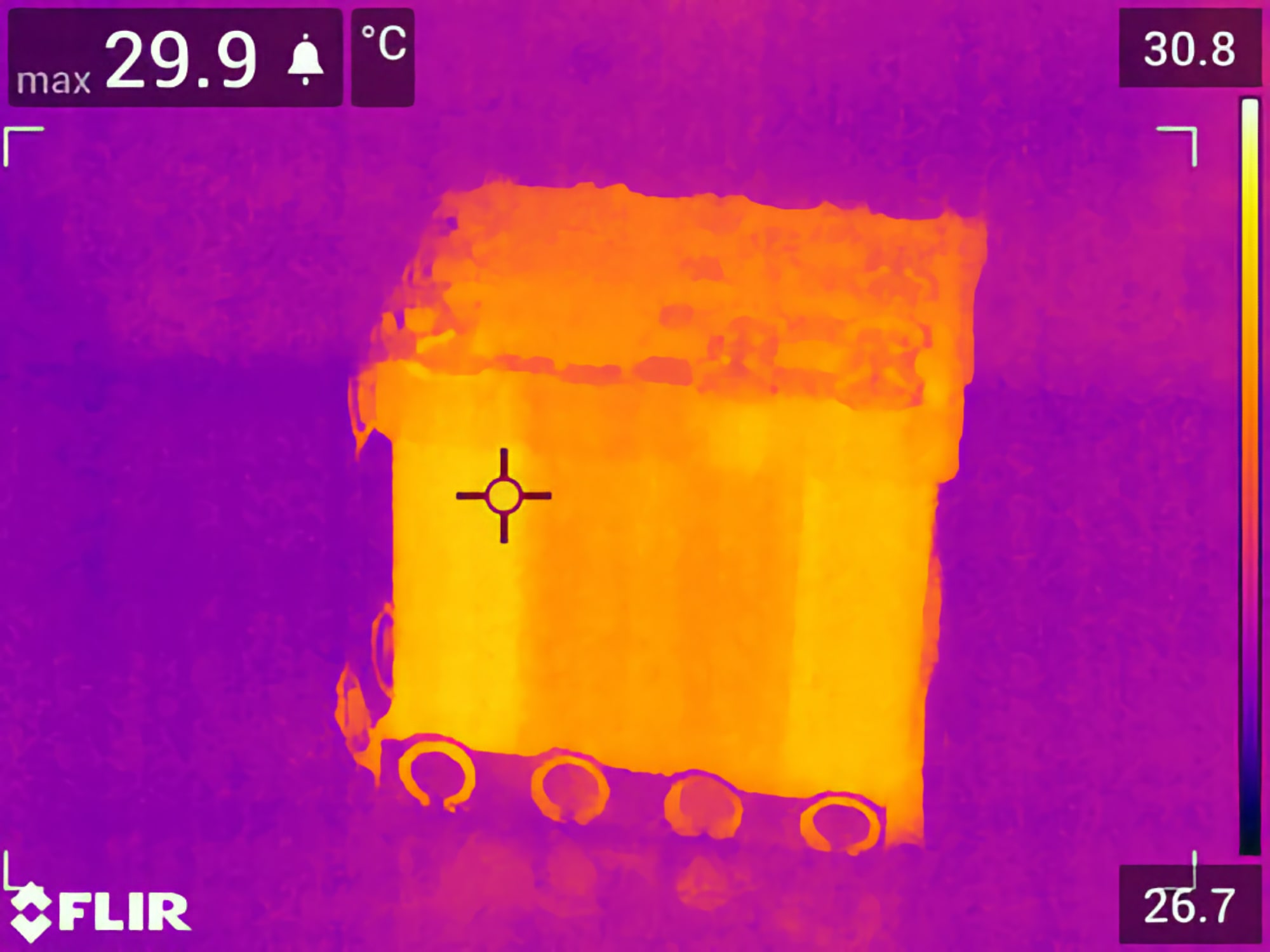 Thermal image of a battery pack consisting of LI-ion cells