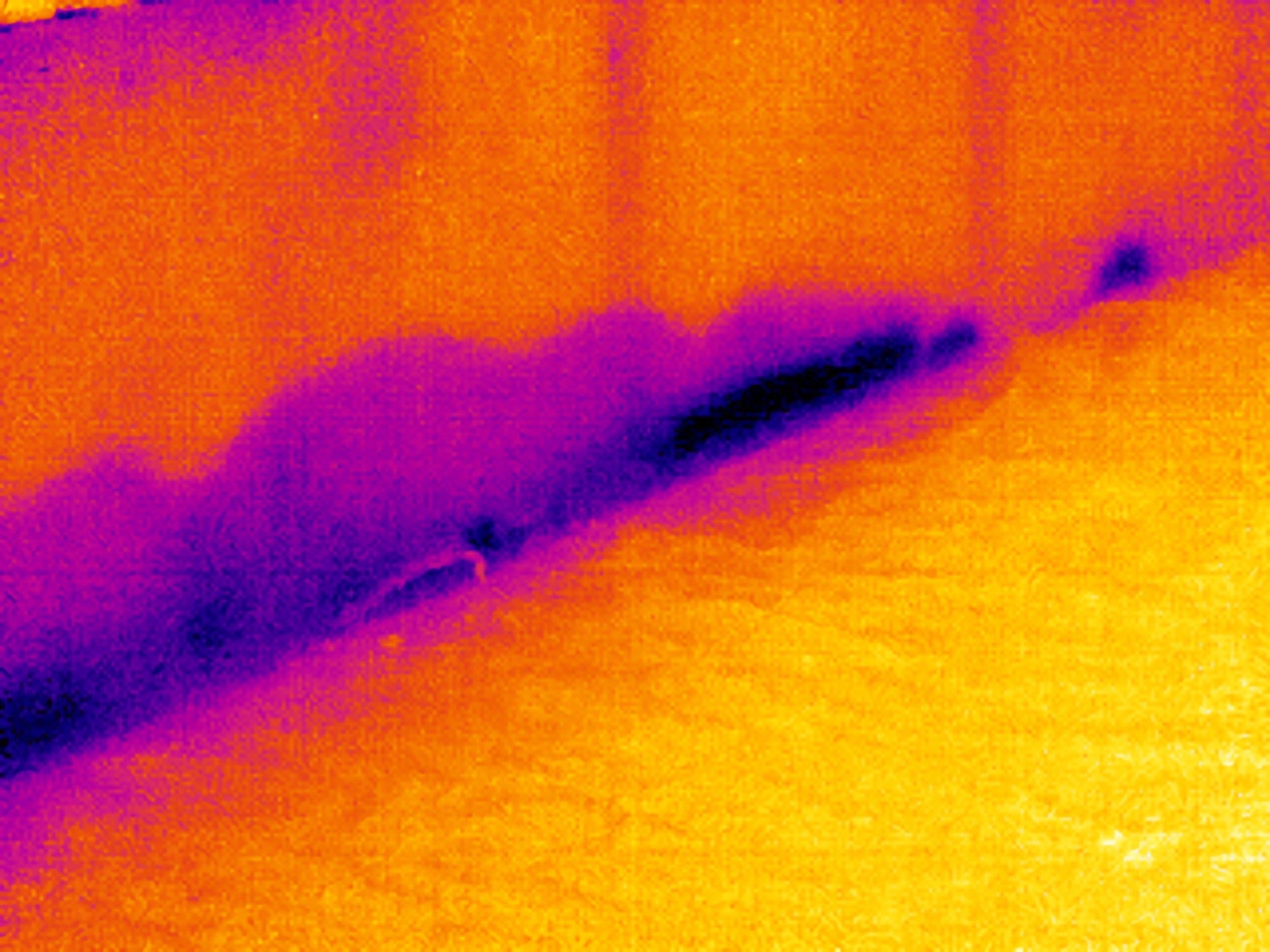 Moisture creeping along a wall
