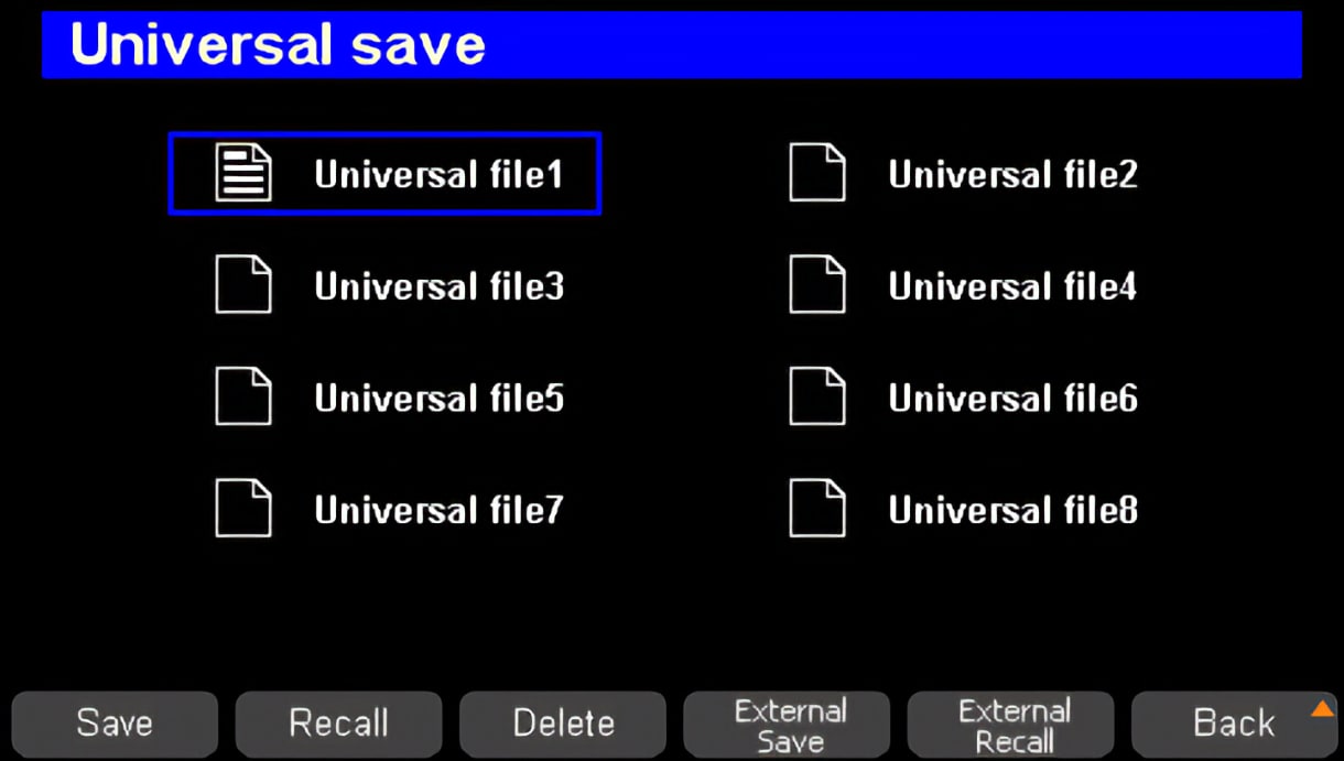 Save Recall Settings Parameters